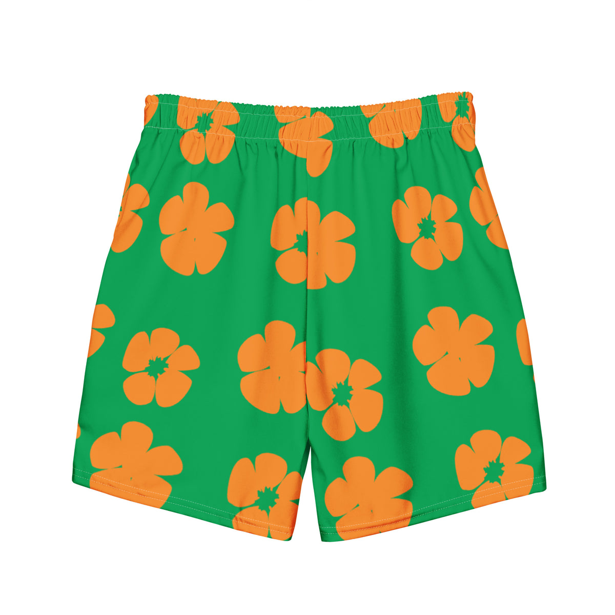 Swim &amp; Leisure Shorts, Hibiscus Flowers, green/orange