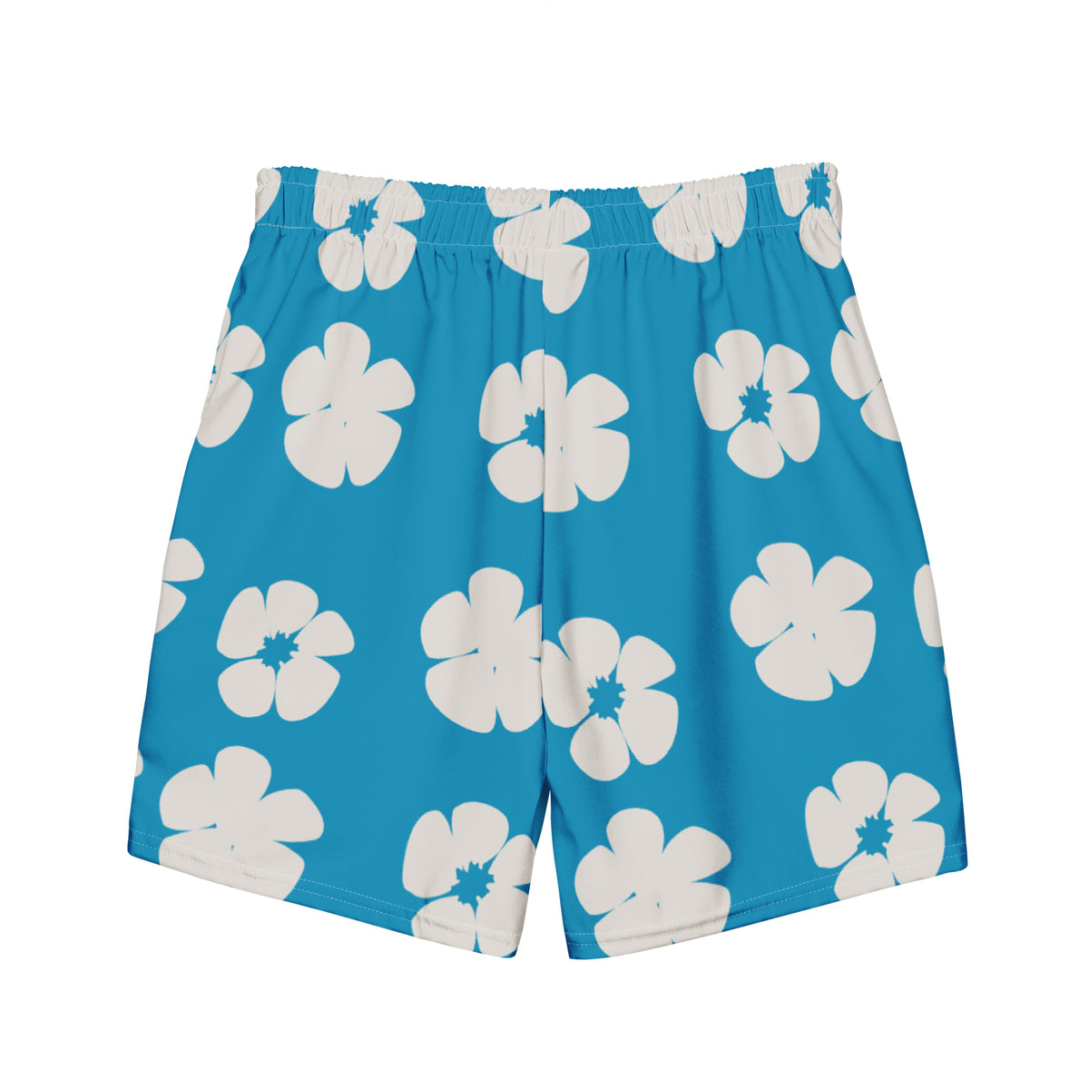 Swim &amp; Leisure Shorts, Hibiscus Flowers, capri-blue/white