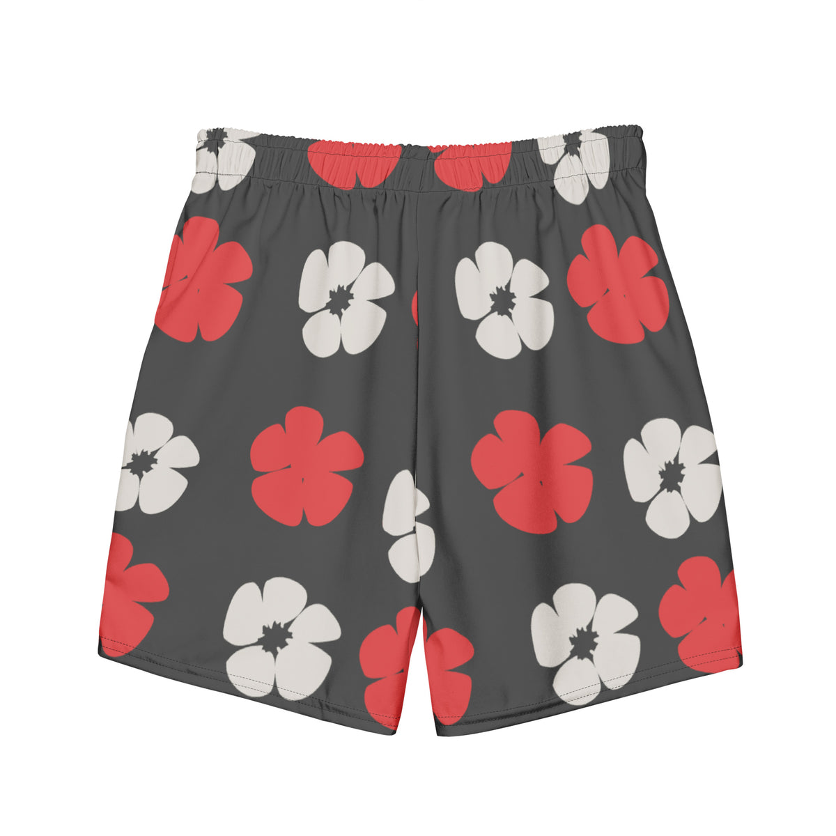 Swim &amp; Leisure Shorts, Hibiscus Flowers, anthracite/red/white