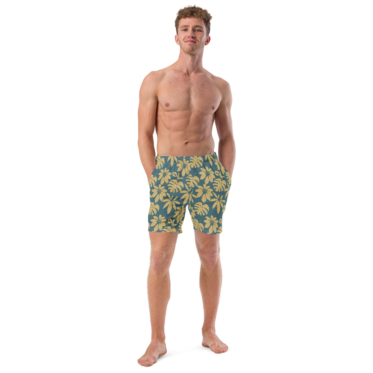 Swim &amp; Leisure Shorts, Jungle Leaves, petrol/sand