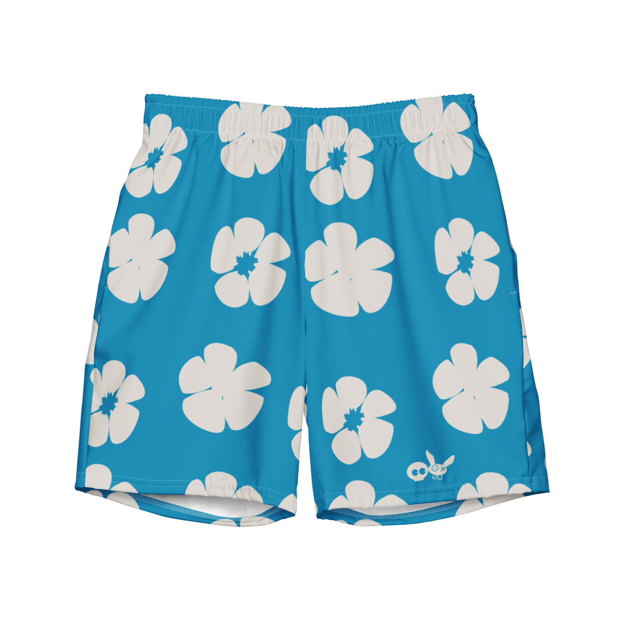 Swim &amp; Leisure Shorts, Hibiscus Flowers, capri-blue/white