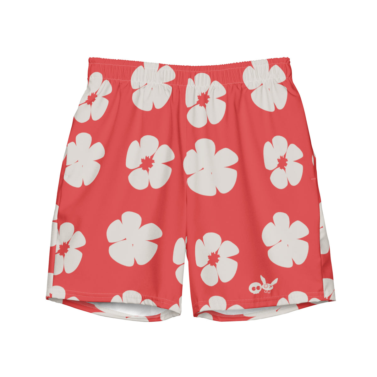 Swim &amp; Leisure Shorts, Hibiscus Flowers, tomato/creme