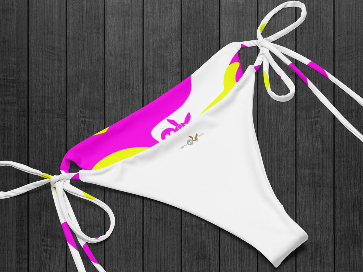 Camo-Splash String Bikini, White/Green/Pink/Yellow