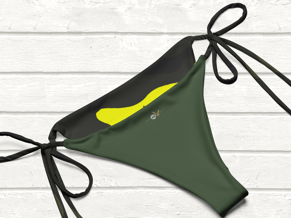Camo-Splash String Bikini, Green/Yellow