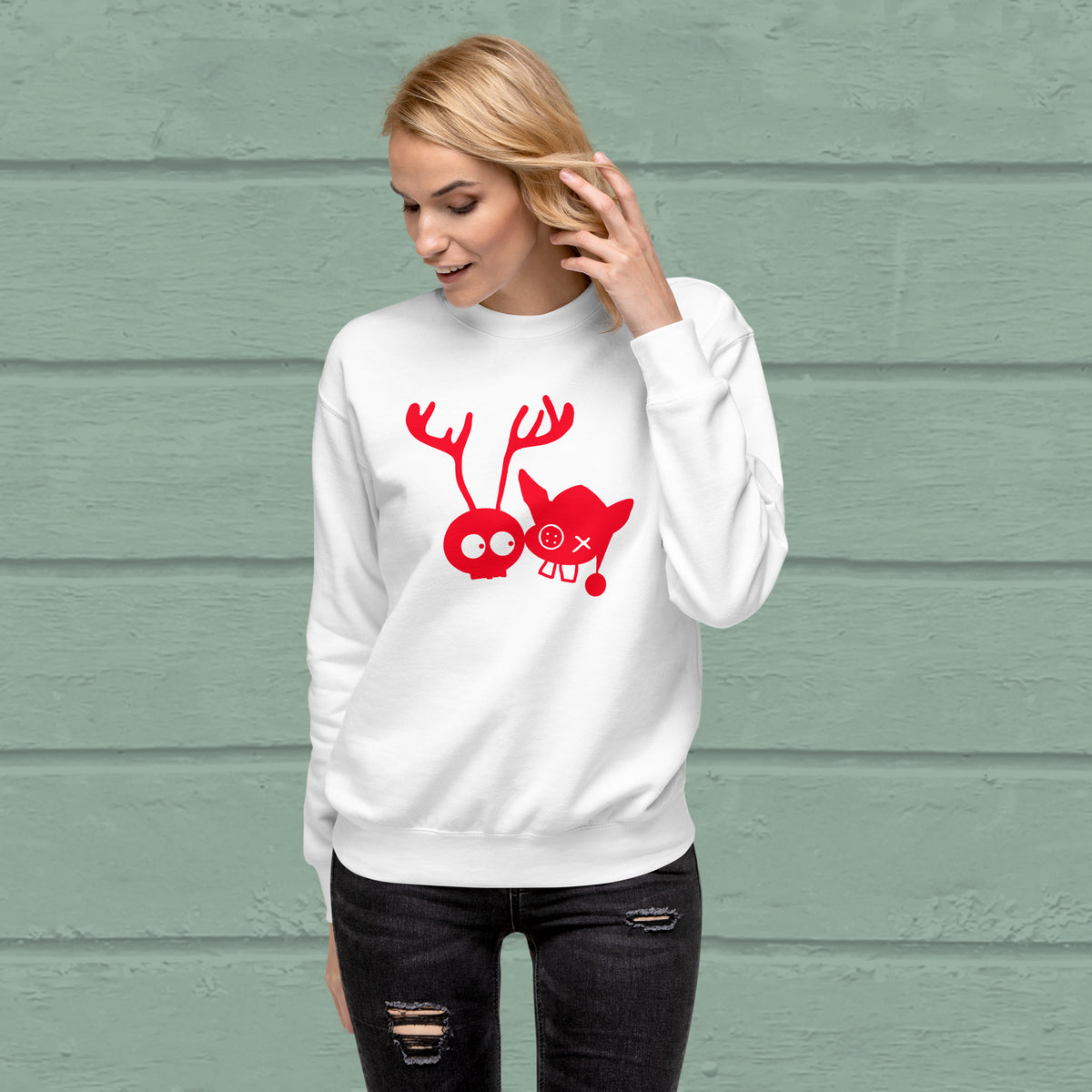 Classic Xmas Sweater, white/red